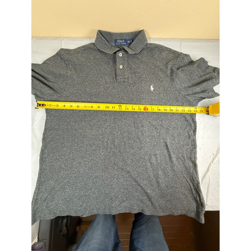 Polo Ralph Lauren Mens XXL Slim Fit Gray Heather Short Sleeve Pony Polo Shirt